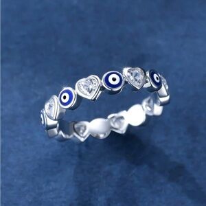 Evil Eye & Heart Shaped Cubic Zirconia Ring